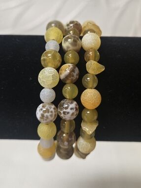 "Bonnie" Handcrafted Snakeskin Agate Beaded Wrap Bracelet 15